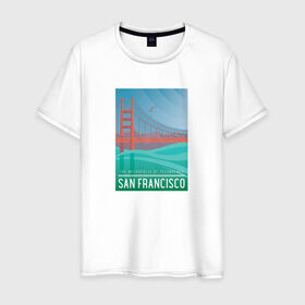 Мужская футболка хлопок с принтом San Francisco в городе Новоалтайск, 100% хлопок | прямой крой, круглый вырез горловины, длина до линии бедер, слегка спущенное плечо. | san francisco | город | путешествие | соединенные штаты америки | сша
