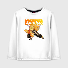 Детский лонгслив хлопок с принтом ЗЕНИЦУ | ZENITSU в городе Новоалтайск, 100% хлопок | круглый вырез горловины, полуприлегающий силуэт, длина до линии бедер | Тематика изображения на принте: demon slayer | giuy tomioka | kimetsu no yaiba | nezuko | shinobu | slayer | tanjiro | zenitsu | гию томиока | зенитсу | зенитцу | иноске хашибира | клинок рассекающий демонов | незуко | танджиро | шинобу кочо