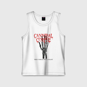 Детская майка хлопок с принтом Cannibal Corpse | Труп Каннибала (Z) в городе Новоалтайск,  |  | Тематика изображения на принте: cannibal | cannibal corpse | corpse | death metal | deathgrind | алекс уэбстер | брутальный дэт метал | дэт метал | дэтграйнд | пол мазуркевич | роб барретт | рука | скелет | труп каннибала
