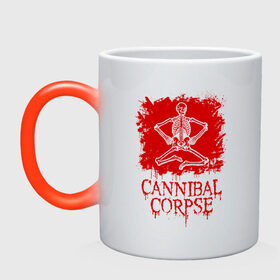 Кружка хамелеон с принтом Cannibal Corpse | Труп Каннибала (Z) в городе Новоалтайск, керамика | меняет цвет при нагревании, емкость 330 мл | Тематика изображения на принте: blood | cannibal | cannibal corpse | corpse | death metal | deathgrind | алекс уэбстер | брутальный дэт метал | дэт метал | дэтграйнд | кровь | пол мазуркевич | роб барретт | скелет | труп каннибала