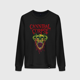 Женский свитшот хлопок с принтом Cannibal Corpse Труп Каннибала (Z) в городе Новоалтайск, 100% хлопок | прямой крой, круглый вырез, на манжетах и по низу широкая трикотажная резинка  | cannibal | cannibal corpse | corpse | death metal | deathgrind | demon | devil | алекс уэбстер | брутальный дэт метал | демон | дэт метал | дэтграйнд | пол мазуркевич | роб барретт | труп каннибала | череп