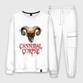 Мужской костюм хлопок с принтом Cannibal Corpse Труп Каннибала (Z) в городе Новоалтайск, 100% хлопок | на свитшоте круглая горловина, мягкая резинка по низу. Брюки заужены к низу, на них два вида карманов: два “обычных” по бокам и два объемных, с клапанами, расположенные ниже линии бедра. Брюки с мягкой трикотажной резинкой на поясе и по низу штанин. В поясе для дополнительного комфорта — широкие завязки | cannibal | cannibal corpse | corpse | death metal | deathgrind | demon | devil | алекс уэбстер | брутальный дэт метал | демон | дэт метал | дэтграйнд | пол мазуркевич | роб барретт | труп каннибала | череп