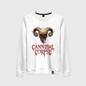 Женский свитшот хлопок с принтом Cannibal Corpse Труп Каннибала (Z) в городе Новоалтайск, 100% хлопок | прямой крой, круглый вырез, на манжетах и по низу широкая трикотажная резинка  | cannibal | cannibal corpse | corpse | death metal | deathgrind | demon | devil | алекс уэбстер | брутальный дэт метал | демон | дэт метал | дэтграйнд | пол мазуркевич | роб барретт | труп каннибала | череп