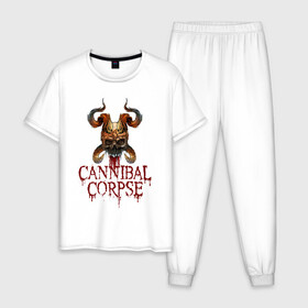 Мужская пижама хлопок с принтом Cannibal Corpse Труп Каннибала (Z) в городе Новоалтайск, 100% хлопок | брюки и футболка прямого кроя, без карманов, на брюках мягкая резинка на поясе и по низу штанин
 | cannibal | cannibal corpse | corpse | death metal | deathgrind | demon | devil | алекс уэбстер | брутальный дэт метал | демон | дэт метал | дэтграйнд | пол мазуркевич | роб барретт | труп каннибала | череп