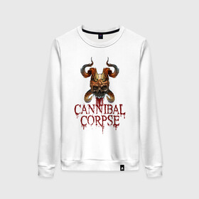 Женский свитшот хлопок с принтом Cannibal Corpse Труп Каннибала (Z) в городе Новоалтайск, 100% хлопок | прямой крой, круглый вырез, на манжетах и по низу широкая трикотажная резинка  | cannibal | cannibal corpse | corpse | death metal | deathgrind | demon | devil | алекс уэбстер | брутальный дэт метал | демон | дэт метал | дэтграйнд | пол мазуркевич | роб барретт | труп каннибала | череп