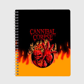 Тетрадь с принтом Cannibal Corpse | Труп Каннибала (Z) в городе Новоалтайск, 100% бумага | 48 листов, плотность листов — 60 г/м2, плотность картонной обложки — 250 г/м2. Листы скреплены сбоку удобной пружинной спиралью. Уголки страниц и обложки скругленные. Цвет линий — светло-серый
 | Тематика изображения на принте: cannibal | cannibal corpse | corpse | death metal | deathgrind | алекс уэбстер | брутальный дэт метал | дэт метал | дэтграйнд | пол мазуркевич | роб барретт | труп каннибала