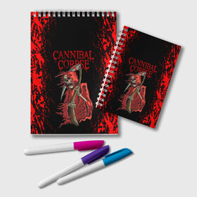 Блокнот с принтом Cannibal Corpse | Труп Каннибала (Z) в городе Новоалтайск, 100% бумага | 48 листов, плотность листов — 60 г/м2, плотность картонной обложки — 250 г/м2. Листы скреплены удобной пружинной спиралью. Цвет линий — светло-серый
 | Тематика изображения на принте: cannibal | cannibal corpse | corpse | death metal | deathgrind | алекс уэбстер | брутальный дэт метал | дэт метал | дэтграйнд | пол мазуркевич | роб барретт | труп каннибала