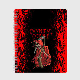 Тетрадь с принтом Cannibal Corpse | Труп Каннибала (Z) в городе Новоалтайск, 100% бумага | 48 листов, плотность листов — 60 г/м2, плотность картонной обложки — 250 г/м2. Листы скреплены сбоку удобной пружинной спиралью. Уголки страниц и обложки скругленные. Цвет линий — светло-серый
 | Тематика изображения на принте: cannibal | cannibal corpse | corpse | death metal | deathgrind | алекс уэбстер | брутальный дэт метал | дэт метал | дэтграйнд | пол мазуркевич | роб барретт | труп каннибала