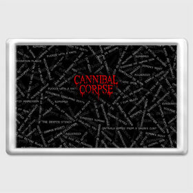 Магнит 45*70 с принтом Cannibal Corpse | Songs (Z) в городе Новоалтайск, Пластик | Размер: 78*52 мм; Размер печати: 70*45 | Тематика изображения на принте: cannibal | cannibal corpse | corpse | death metal | deathgrind | алекс уэбстер | брутальный дэт метал | дэт метал | дэтграйнд | пол мазуркевич | роб барретт | труп каннибала