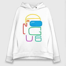 Женское худи Oversize хлопок с принтом AMONG US COLOR TYPE | в городе Новоалтайск, френч-терри — 70% хлопок, 30% полиэстер. Мягкий теплый начес внутри —100% хлопок | боковые карманы, эластичные манжеты и нижняя кромка, капюшон на магнитной кнопке | among us | амонг ас | игроман | игры | прикол