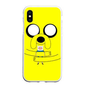 Чехол для iPhone XS Max матовый с принтом Время приключений собака Джейк в городе Новоалтайск, Силикон | Область печати: задняя сторона чехла, без боковых панелей | бульдог | время приключений | вымышленный персонаж | глаза | джейк | желтый | животное | мультфильм | объятье | персонаж | собака | финн | человечек