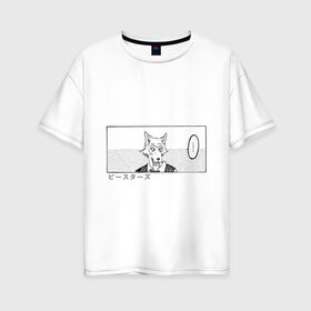 Женская футболка хлопок Oversize с принтом Выдающиеся звери Легоси в городе Новоалтайск, 100% хлопок | свободный крой, круглый ворот, спущенный рукав, длина до линии бедер
 | аниме | волк | выдающиеся | заяц | звери | кролик | легоси | луис | олень | сезон | хару