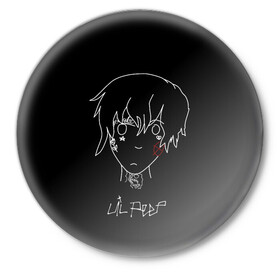 Значок с принтом LiL PEEP в городе Новоалтайск,  металл | круглая форма, металлическая застежка в виде булавки | Тематика изображения на принте: lil peep | лил пип | лил пип рисунок | рэпер | рэпер лил