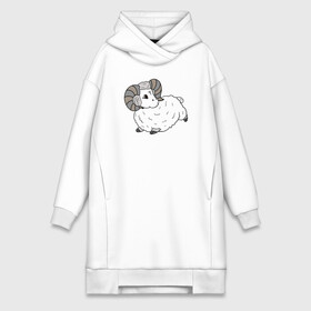 Платье-худи хлопок с принтом Овен в городе Новоалтайск,  |  | animals | aries | baby | lamb | little | ram | zodiac | баран | барашек | гороскоп | день рождения | животные | знак зодиака овен | знаки зодиака | копыта | маленький | малыш | мифические существа | мультяшный | овен
