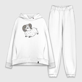 Женский костюм хлопок Oversize с принтом Овен в городе Новоалтайск,  |  | animals | aries | baby | lamb | little | ram | zodiac | баран | барашек | гороскоп | день рождения | животные | знак зодиака овен | знаки зодиака | копыта | маленький | малыш | мифические существа | мультяшный | овен