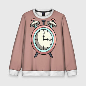 Детский свитшот 3D с принтом Clock в городе Новоалтайск, 100% полиэстер | свободная посадка, прямой крой, мягкая тканевая резинка на рукавах и понизу свитшота | будильник | время | звон | минуты | часы