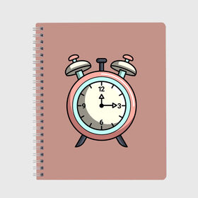 Тетрадь с принтом Clock в городе Новоалтайск, 100% бумага | 48 листов, плотность листов — 60 г/м2, плотность картонной обложки — 250 г/м2. Листы скреплены сбоку удобной пружинной спиралью. Уголки страниц и обложки скругленные. Цвет линий — светло-серый
 | будильник | время | звон | минуты | часы