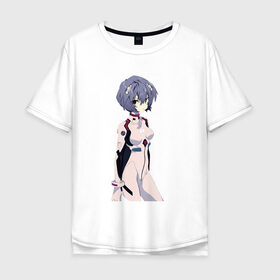 Мужская футболка хлопок Oversize с принтом Ayanami Rei в городе Новоалтайск, 100% хлопок | свободный крой, круглый ворот, “спинка” длиннее передней части | anime | evangelion | manga | аниме | аска | девушка | ева 20 | евангелион | манга