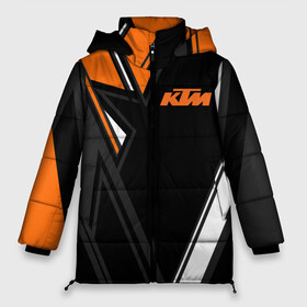 Женская зимняя куртка Oversize с принтом KTM | КТМ в городе Новоалтайск, верх — 100% полиэстер; подкладка — 100% полиэстер; утеплитель — 100% полиэстер | длина ниже бедра, силуэт Оверсайз. Есть воротник-стойка, отстегивающийся капюшон и ветрозащитная планка. 

Боковые карманы с листочкой на кнопках и внутренний карман на молнии | enduro | ktm | moto | moto sport | motocycle | orange | sportmotorcycle | ктм | мото | мото спорт | мотоспорт | оранжевый | спорт мото