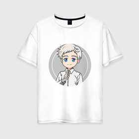 Женская футболка хлопок Oversize с принтом Norman The Promised Neverland (Z) в городе Новоалтайск, 100% хлопок | свободный крой, круглый ворот, спущенный рукав, длина до линии бедер
 | norman | promised neverland | the promised neverland | yakusoku no neverland | неверленд | норман | обещанная страна | обещанная страна грёз | обещанный неверленд | якусоку но нэба