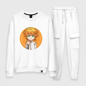 Женский костюм хлопок с принтом Emma | The Promised Neverland (Z) в городе Новоалтайск, 100% хлопок | на свитшоте круглая горловина, мягкая резинка по низу. Брюки заужены к низу, на них два вида карманов: два 