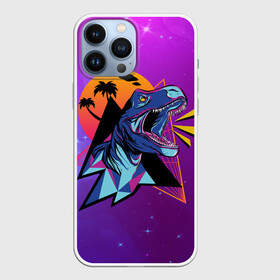 Чехол для iPhone 13 Pro Max с принтом Retrowave Neon Dinosaur в городе Новоалтайск,  |  | Тематика изображения на принте: 1980 | 80s | geometry | retrowave | retrowave принт | rex | space | t rex | trex | tropical | восьмидесятые | геометрия | космос | нео | неоновый динозавр | пальмы | рекс | ретровейв | рисунок динозавра | тираннозавр | тиранозавр