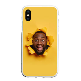 Чехол для iPhone XS Max матовый с принтом Hi в городе Новоалтайск, Силикон | Область печати: задняя сторона чехла, без боковых панелей | hi | вылазеет | вылезает | глаза | зубы | лезет | нига | привет | разрыв | рвет | улыбка | черный
