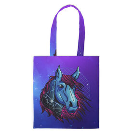 Шоппер 3D с принтом Retrowave Neon Horse в городе Новоалтайск, 100% полиэстер | Плотность: 200 г/м2; Размер: 34×35 см; Высота лямок: 30 см | 1980 | 80s | geometry | horses | pony | retrowave | retrowave принт | space | vaporwave | волшебная лошадь | восьмидесятые | геометрия | космос | лошадка | нео | неоновая лошадь | неоновые огни | неоновый конь | пони | ретровейв