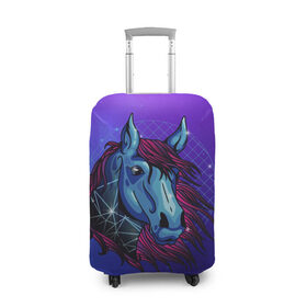 Чехол для чемодана 3D с принтом Retrowave Neon Horse в городе Новоалтайск, 86% полиэфир, 14% спандекс | двустороннее нанесение принта, прорези для ручек и колес | 1980 | 80s | geometry | horses | pony | retrowave | retrowave принт | space | vaporwave | волшебная лошадь | восьмидесятые | геометрия | космос | лошадка | нео | неоновая лошадь | неоновые огни | неоновый конь | пони | ретровейв