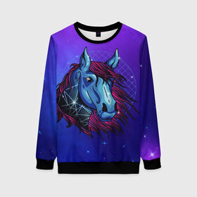 Женский свитшот 3D с принтом Retrowave Neon Horse в городе Новоалтайск, 100% полиэстер с мягким внутренним слоем | круглый вырез горловины, мягкая резинка на манжетах и поясе, свободная посадка по фигуре | 1980 | 80s | geometry | horses | pony | retrowave | retrowave принт | space | vaporwave | волшебная лошадь | восьмидесятые | геометрия | космос | лошадка | нео | неоновая лошадь | неоновые огни | неоновый конь | пони | ретровейв