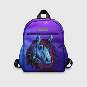 Детский рюкзак 3D с принтом Retrowave Neon Horse в городе Новоалтайск, 100% полиэстер | лямки с регулируемой длиной, сверху петелька, чтобы рюкзак можно было повесить на вешалку. Основное отделение закрывается на молнию, как и внешний карман. Внутри дополнительный карман. По бокам два дополнительных кармашка | Тематика изображения на принте: 1980 | 80s | geometry | horses | pony | retrowave | retrowave принт | space | vaporwave | волшебная лошадь | восьмидесятые | геометрия | космос | лошадка | нео | неоновая лошадь | неоновые огни | неоновый конь | пони | ретровейв
