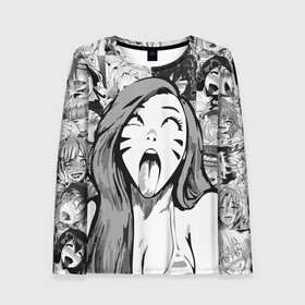 Женский лонгслив 3D с принтом Belle Delphine Ahegao в городе Новоалтайск, 100% полиэстер | длинные рукава, круглый вырез горловины, полуприлегающий силуэт | ahegao | anime | belle delphine | аниме | ахегао | ахэгао | бель дельфин | девушка | лицо | сенпай | язык