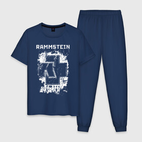 Мужская пижама хлопок с принтом RAMMSTEIN в городе Новоалтайск, 100% хлопок | брюки и футболка прямого кроя, без карманов, на брюках мягкая резинка на поясе и по низу штанин
 | du hast | mein herz brennt | music. | ohne dich | rammstein | rock | till lindemann | музыка | рамштайн | рок | тилль линдеманн