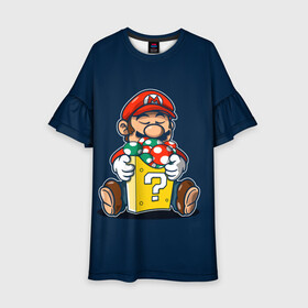 Детское платье 3D с принтом Марио в городе Новоалтайск, 100% полиэстер | прямой силуэт, чуть расширенный к низу. Круглая горловина, на рукавах — воланы | game | mario | sega | super | super mario | игры | м | марио | сега | супер марио