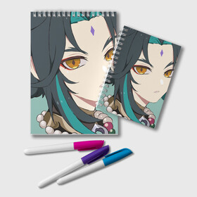 Блокнот с принтом Сяо в городе Новоалтайск, 100% бумага | 48 листов, плотность листов — 60 г/м2, плотность картонной обложки — 250 г/м2. Листы скреплены удобной пружинной спиралью. Цвет линий — светло-серый
 | арт | милый парень | рисунок | сяо