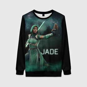 Женский свитшот 3D с принтом JADE в городе Новоалтайск, 100% полиэстер с мягким внутренним слоем | круглый вырез горловины, мягкая резинка на манжетах и поясе, свободная посадка по фигуре | kitana | mortal kombat | raiden | scorpion | shaokahn | sonia | subzero | vdgerir | китана | мортал комбат | райден | саб зиро | скорпион | чао хан