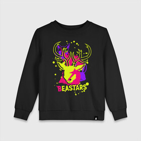 Детский свитшот хлопок с принтом Beastars neon в городе Новоалтайск, 100% хлопок | круглый вырез горловины, эластичные манжеты, пояс и воротник | anime | beastars | haru | legoshi | louis | manga | аниме | волк | выдающиеся звери | зайка | легоси | легоши | луи | манга | олень | хару