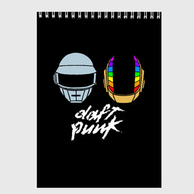 Скетчбук с принтом Daft Punk в городе Новоалтайск, 100% бумага
 | 48 листов, плотность листов — 100 г/м2, плотность картонной обложки — 250 г/м2. Листы скреплены сверху удобной пружинной спиралью | Тематика изображения на принте: daft punk | дафт панк | дафт панк арт | дафт панк шлемы | электронная музыка