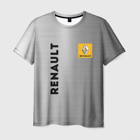 Мужская футболка 3D с принтом Renault Сталь в городе Новоалтайск, 100% полиэфир | прямой крой, круглый вырез горловины, длина до линии бедер | line | renault | reno | yellow | дорога | желтая | лайв | лайн | лайф | линия | пассион | полоса | разметка | рено | сталь | фор