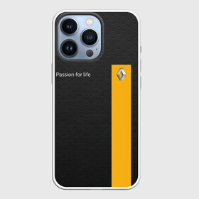 Чехол для iPhone 13 Pro с принтом Renault в городе Новоалтайск,  |  | Тематика изображения на принте: line | renault | reno | yellow | дорога | желтая | лайв | лайн | лайф | линия | пассион | полоса | разметка | рено | сталь | фор