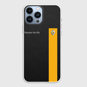 Чехол для iPhone 13 Pro Max с принтом Renault в городе Новоалтайск,  |  | Тематика изображения на принте: line | renault | reno | yellow | дорога | желтая | лайв | лайн | лайф | линия | пассион | полоса | разметка | рено | сталь | фор
