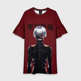 Детское платье 3D с принтом Канеки Кен Kaneki Ken в городе Новоалтайск, 100% полиэстер | прямой силуэт, чуть расширенный к низу. Круглая горловина, на рукавах — воланы | anime | kaneki ken | tokyo ghoul | tokyo ghoul: re | аниме | анимэ | гули | джузо сузуя | канеки кен | кузен йошимура | наки | нишики нишио | ре | ренджи йомо | ризе камиширо | токийский гуль | тоука киришима | ута