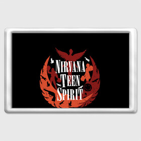 Магнит 45*70 с принтом NIRVANA TEEN SPIRIT в городе Новоалтайск, Пластик | Размер: 78*52 мм; Размер печати: 70*45 | Тематика изображения на принте: art | cobain | curt | girl | grunge | metal | music | nirvana | punk | rock | spiritm | usa | гранж | группа | кобэйн | курт | метал | музыка | нирвана | панк | рисунок | рок | сша