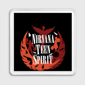 Магнит 55*55 с принтом NIRVANA TEEN SPIRIT в городе Новоалтайск, Пластик | Размер: 65*65 мм; Размер печати: 55*55 мм | Тематика изображения на принте: art | cobain | curt | girl | grunge | metal | music | nirvana | punk | rock | spiritm | usa | гранж | группа | кобэйн | курт | метал | музыка | нирвана | панк | рисунок | рок | сша