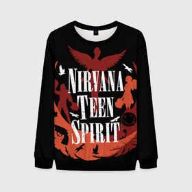 Мужской свитшот 3D с принтом NIRVANA TEEN SPIRIT в городе Новоалтайск, 100% полиэстер с мягким внутренним слоем | круглый вырез горловины, мягкая резинка на манжетах и поясе, свободная посадка по фигуре | art | cobain | curt | girl | grunge | metal | music | nirvana | punk | rock | spiritm | usa | гранж | группа | кобэйн | курт | метал | музыка | нирвана | панк | рисунок | рок | сша