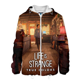 Мужская куртка 3D с принтом Life Is Strange True Colors в городе Новоалтайск, ткань верха — 100% полиэстер, подклад — флис | прямой крой, подол и капюшон оформлены резинкой с фиксаторами, два кармана без застежек по бокам, один большой потайной карман на груди. Карман на груди застегивается на липучку | Тематика изображения на принте: art | colors | game | is | life | strange | true | арт | жизнь | игра | краска | настоящий | странная | цвет | штука