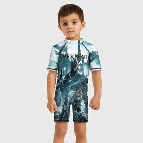 Детский купальный костюм 3D с принтом Dark Souls в городе Новоалтайск, Полиэстер 85%, Спандекс 15% | застежка на молнии на спине | action rpg | dark | souls | дарк соулс | игра