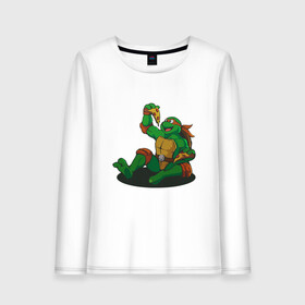 Женский лонгслив хлопок с принтом Pizza - Ninja Turtles в городе Новоалтайск, 100% хлопок |  | donatello | leonardo | michelangelo | ninja | pizza | raphael | turtles | донателло | животные | карате | комикс | комиксы | леонардо | микеланджело | мультфильм | мутант | мутанты | ниндзя | пицца | рафаэль | сплинтер | супергерой