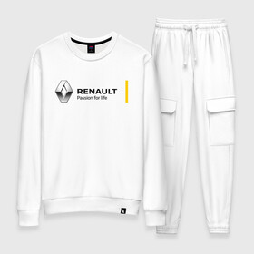 Женский костюм хлопок с принтом RENAULT в городе Новоалтайск, 100% хлопок | на свитшоте круглая горловина, мягкая резинка по низу. Брюки заужены к низу, на них два вида карманов: два 