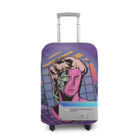 Чехол для чемодана 3D с принтом Vaporwave Cyborg Statue в городе Новоалтайск, 86% полиэфир, 14% спандекс | двустороннее нанесение принта, прорези для ручек и колес | aesthetic | critical | cyberpunk | error | geometry | retrowave | sun | windows | вапорвейв | вейпорвейв | виндоус | геометрия | киберпанк | киборг | критическая ошибка | ошибка | паровая волна | ретровейв | солнце | статуя